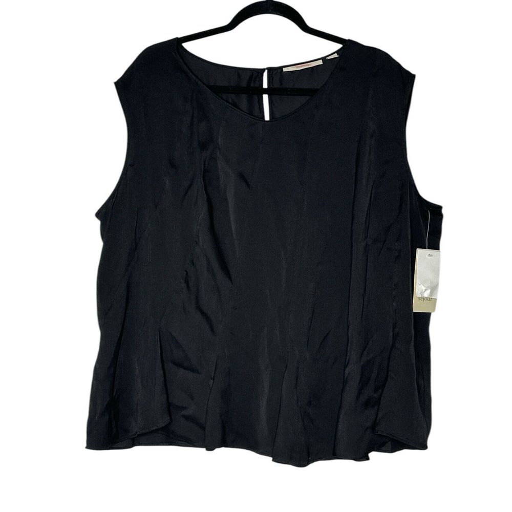 Sejour Top Women 2X pullover black Sleeveless Plus Soft Blouse New